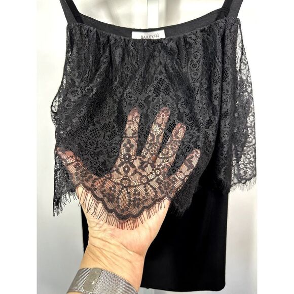 BAILEY/44 Women's Montage Lace Overlay Cold-Shoulder Top Black Size Small - NWT - Picture 5 of 11
